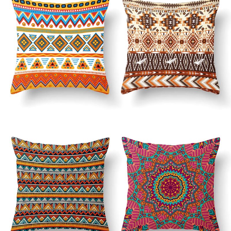 

1pc Tribal Print Cushion Cover Without Filler, Multicolor