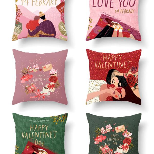 

1pc Valentine Day Cushion Cover Without Filler, Multicolor