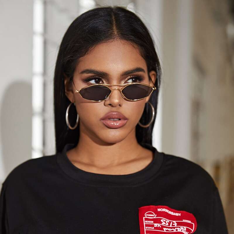 

Top Bar Metal Frame Sunglasses, Black