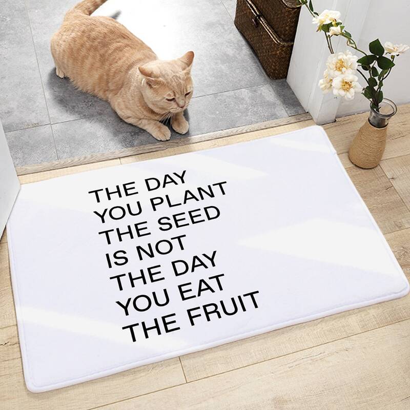 

Slogan Graphic Floor Mat, White