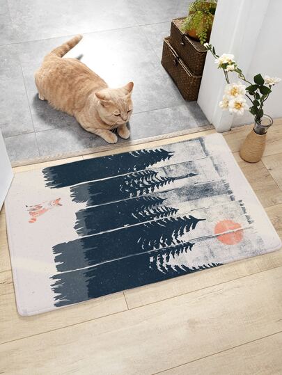 Forest Fox Print Door Mat