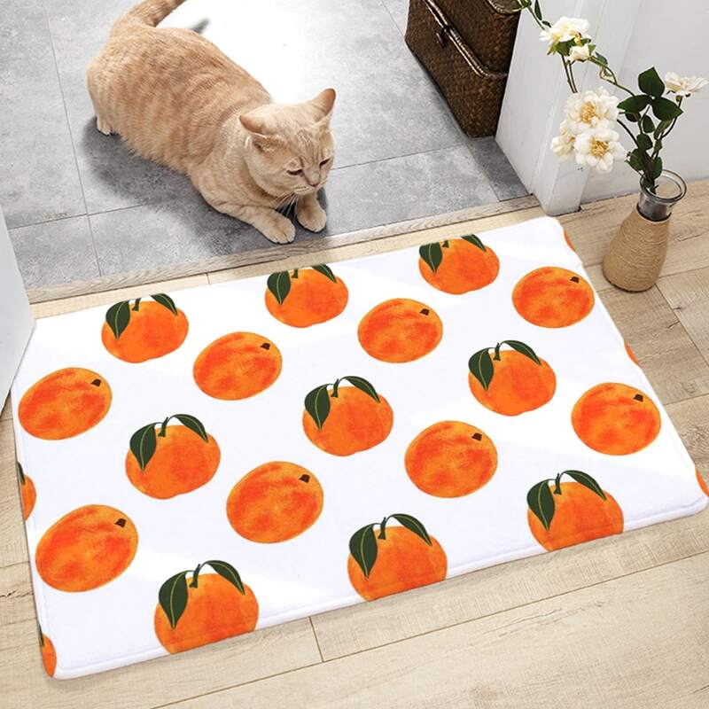 

Orange Print Door Mat, Multicolor