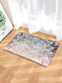 Lotus Print Floor Mat - Multicolor - View 7