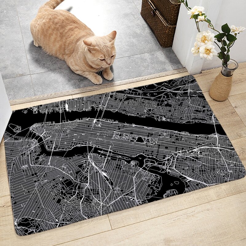 

Graphic Pattern Door Mat, Black and white