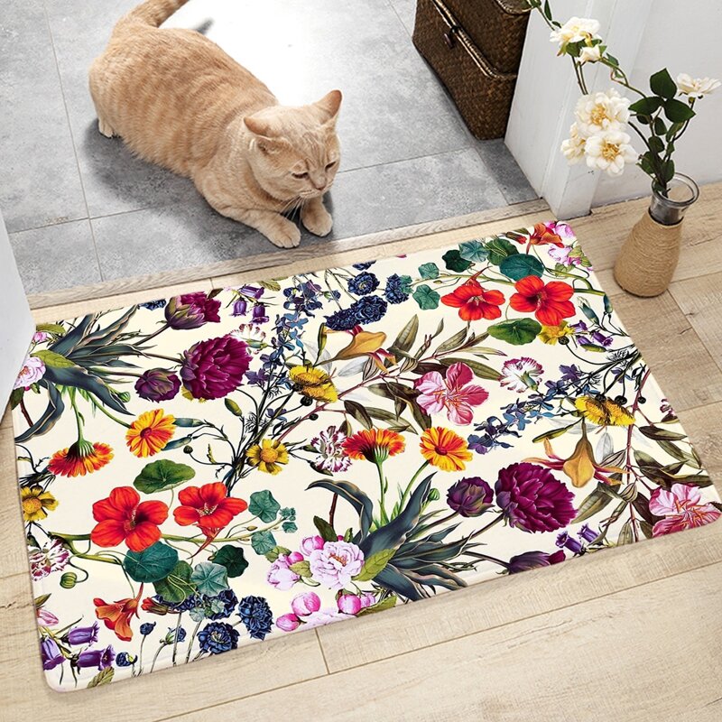 

Flower Print Door Mat, Multicolor
