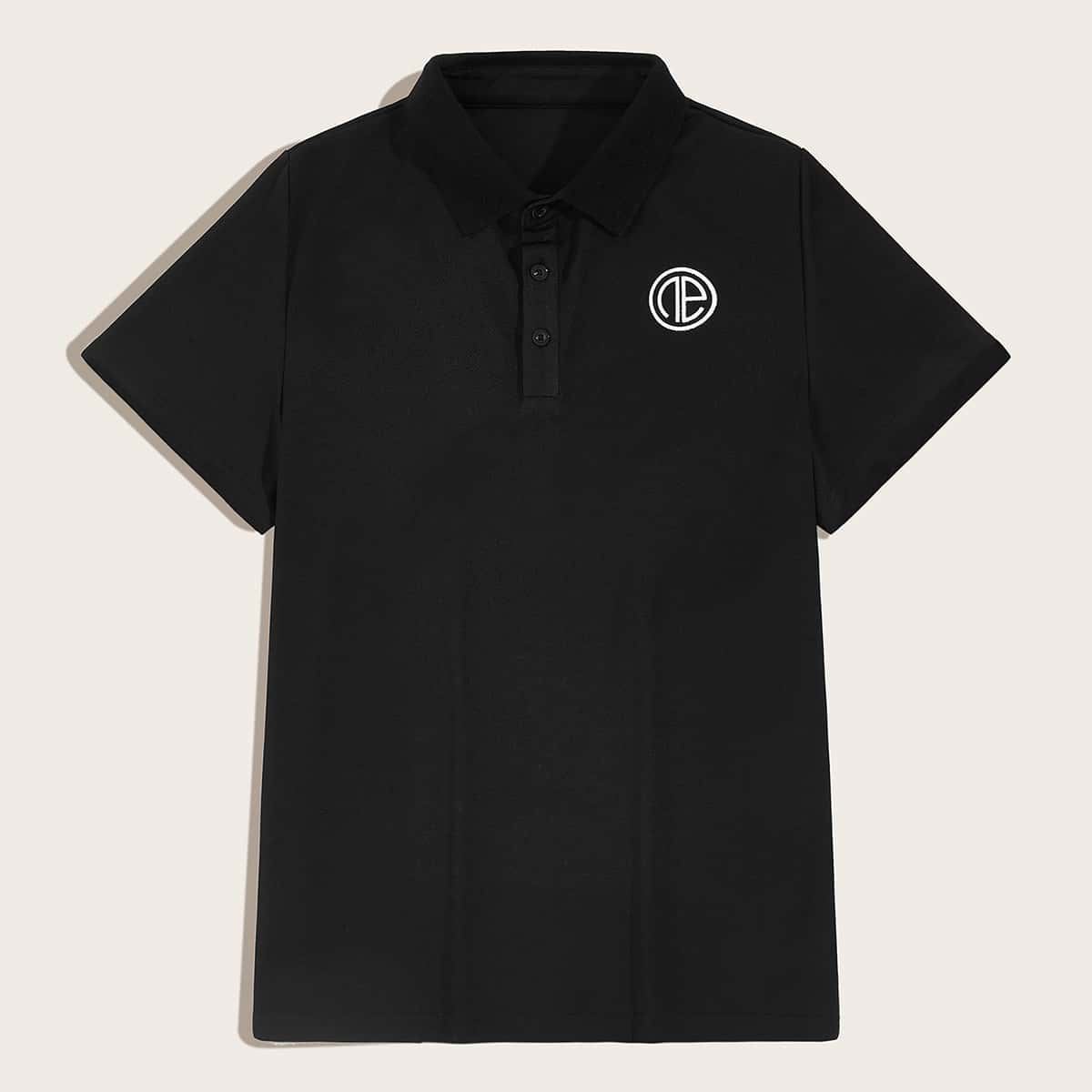 

Guys Graphic Print Polo Shirt, Black