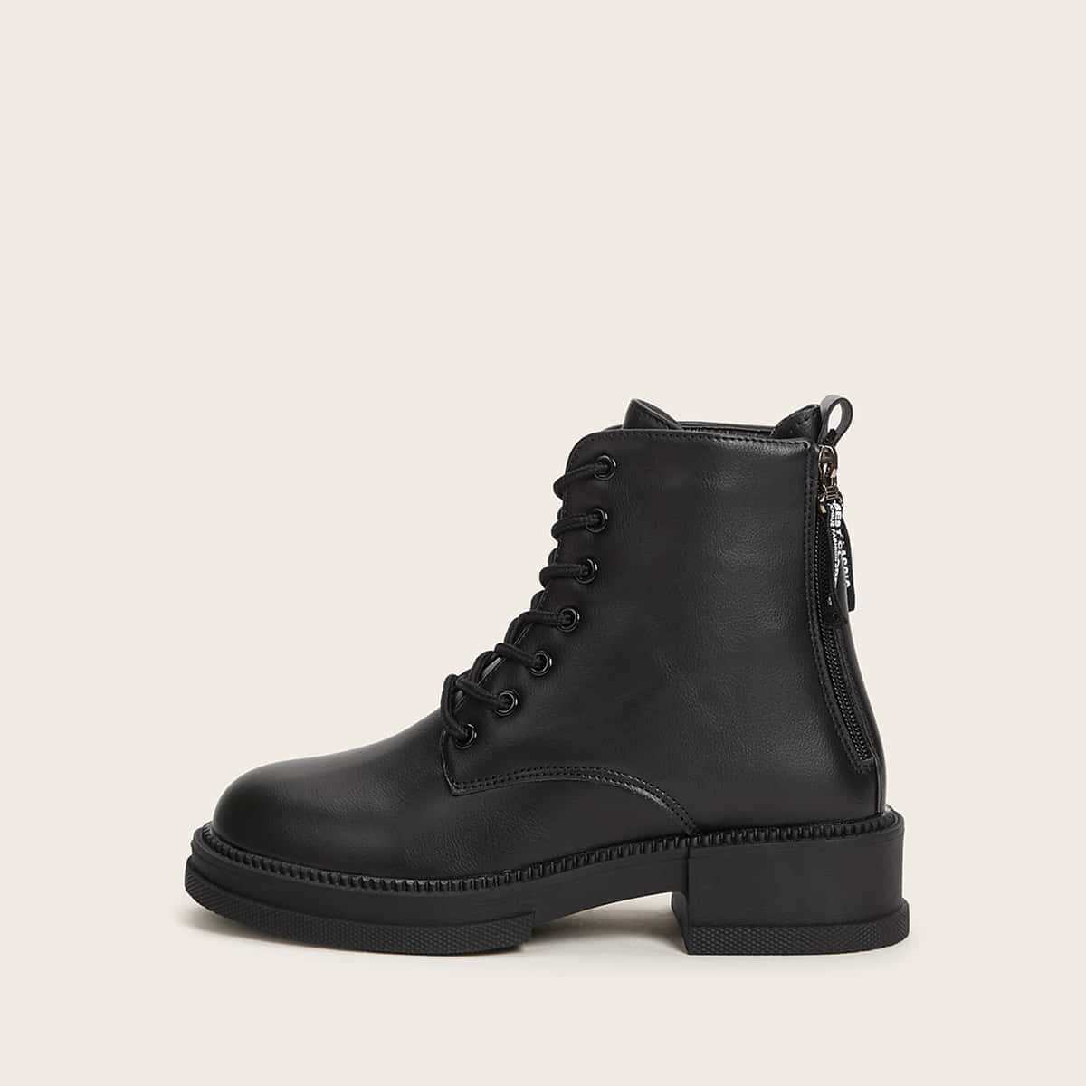 

Lace-up Front Combat Boots, Black