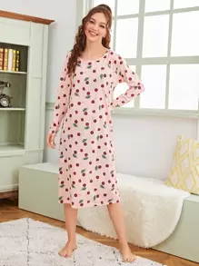 Váy ngủ in hoa anh đào - Màu Hồng baby - Xem 3