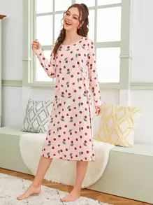Váy ngủ in hoa anh đào - Màu Hồng baby - Xem 4