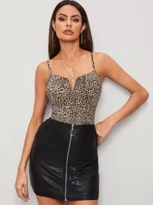 SHEIN Privé Leopard Print V-Wire Cami Top - Multicolor - View 1
