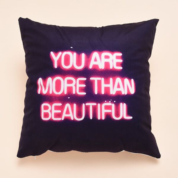 

Slogan Print Cushion Cover Without Filler, Multicolor