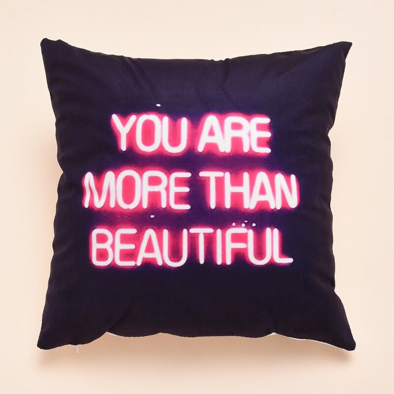 

Slogan Print Cushion Cover Without Filler, Multicolor