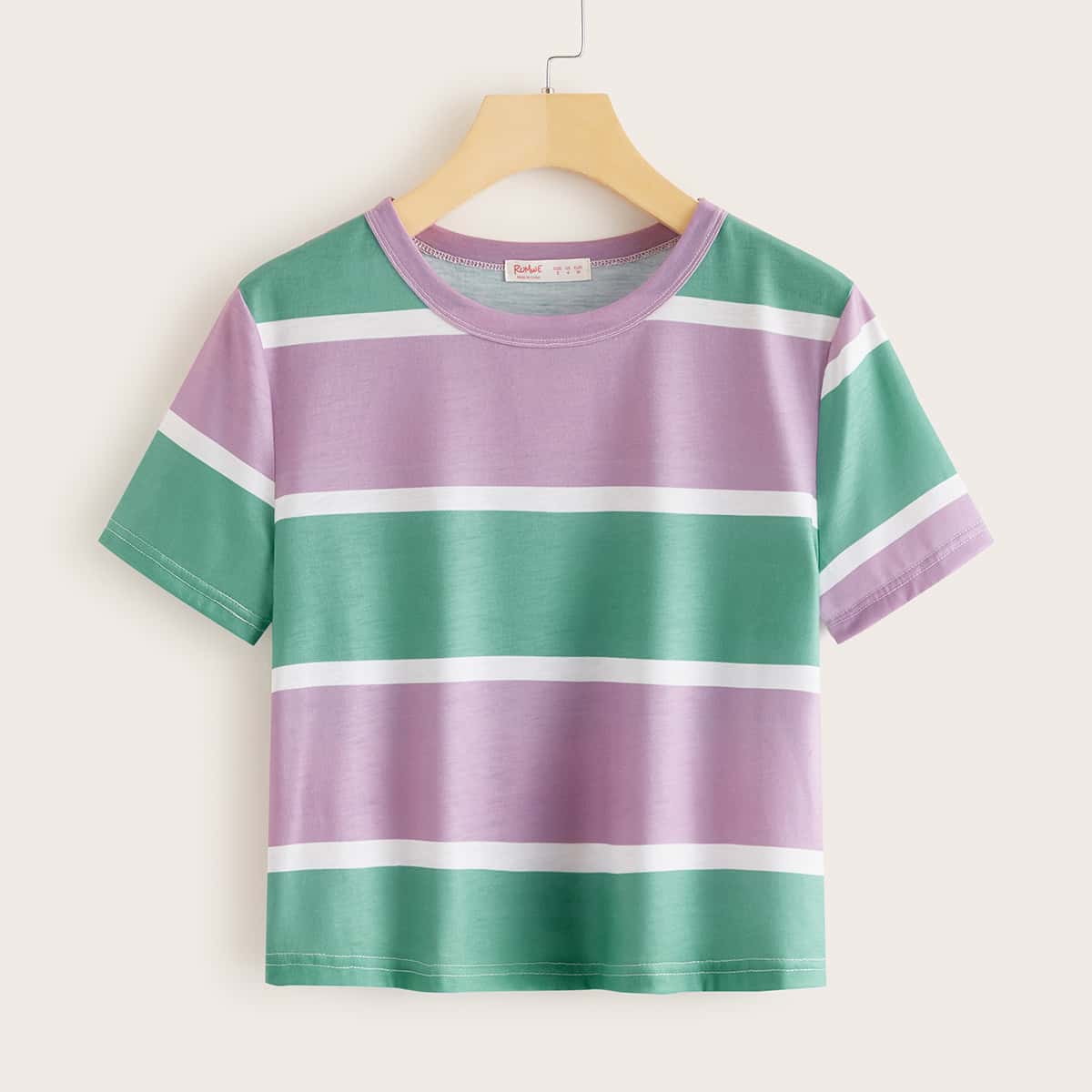 

Round Neck Striped Tee, Multicolor
