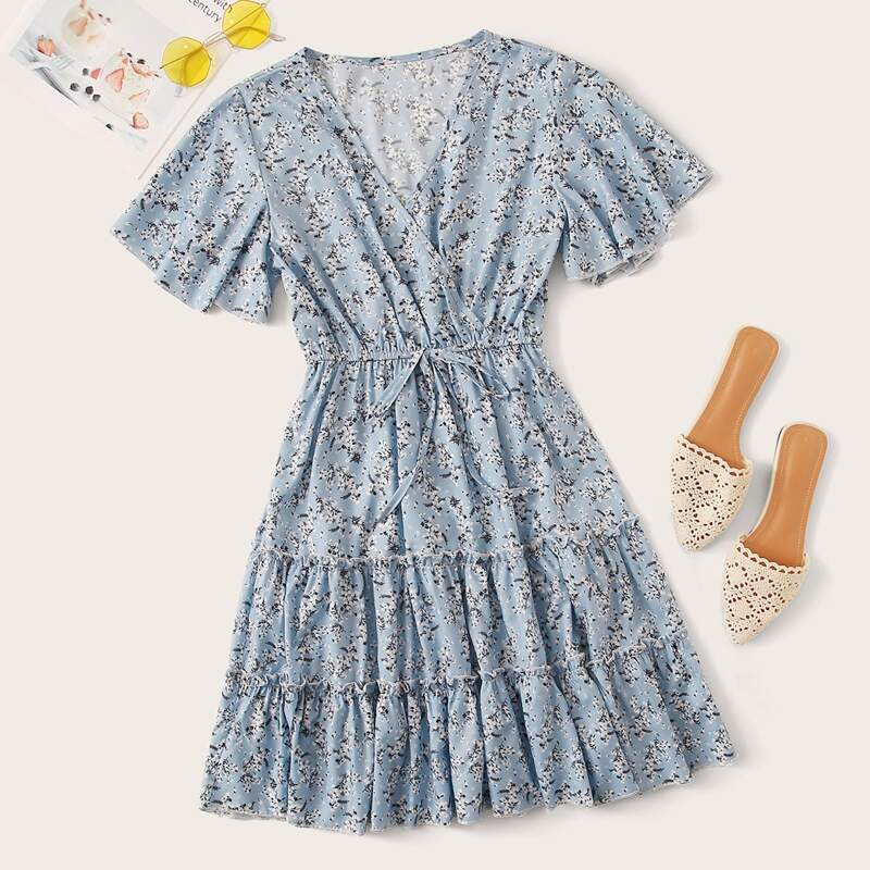 

Ditsy Floral Drawstring Tiered Dress, Multicolor