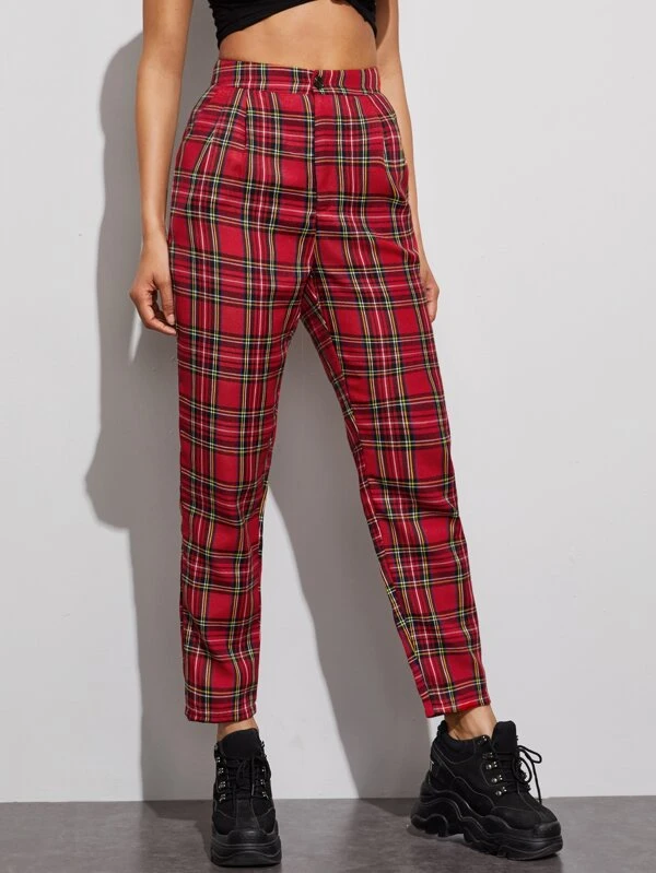 tapered tartan trousers
