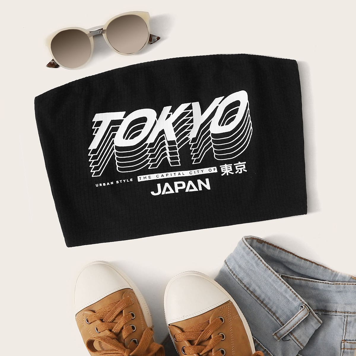 

Tokyo Graphic Tube Top, Black