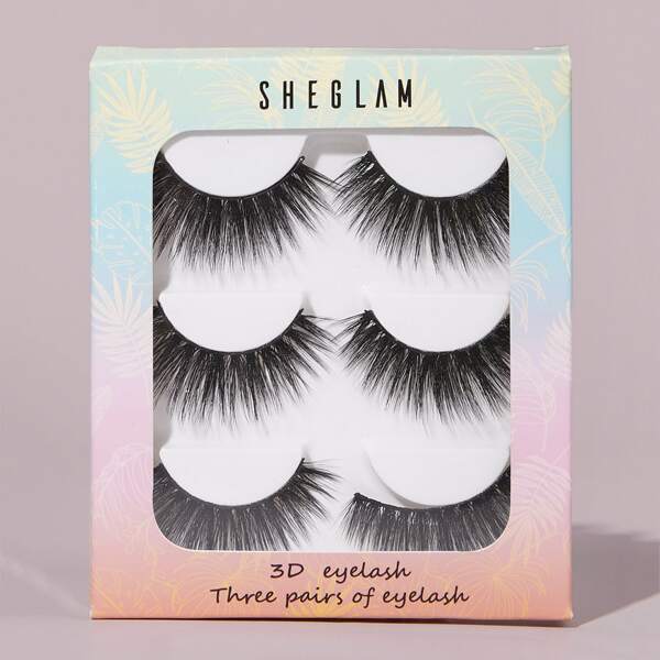 

3pairs Thick Fake Eyelashes, Black