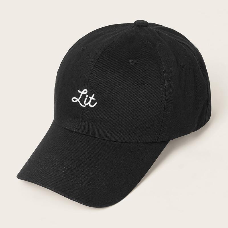 

Letter Embroidery Baseball Cap, Black