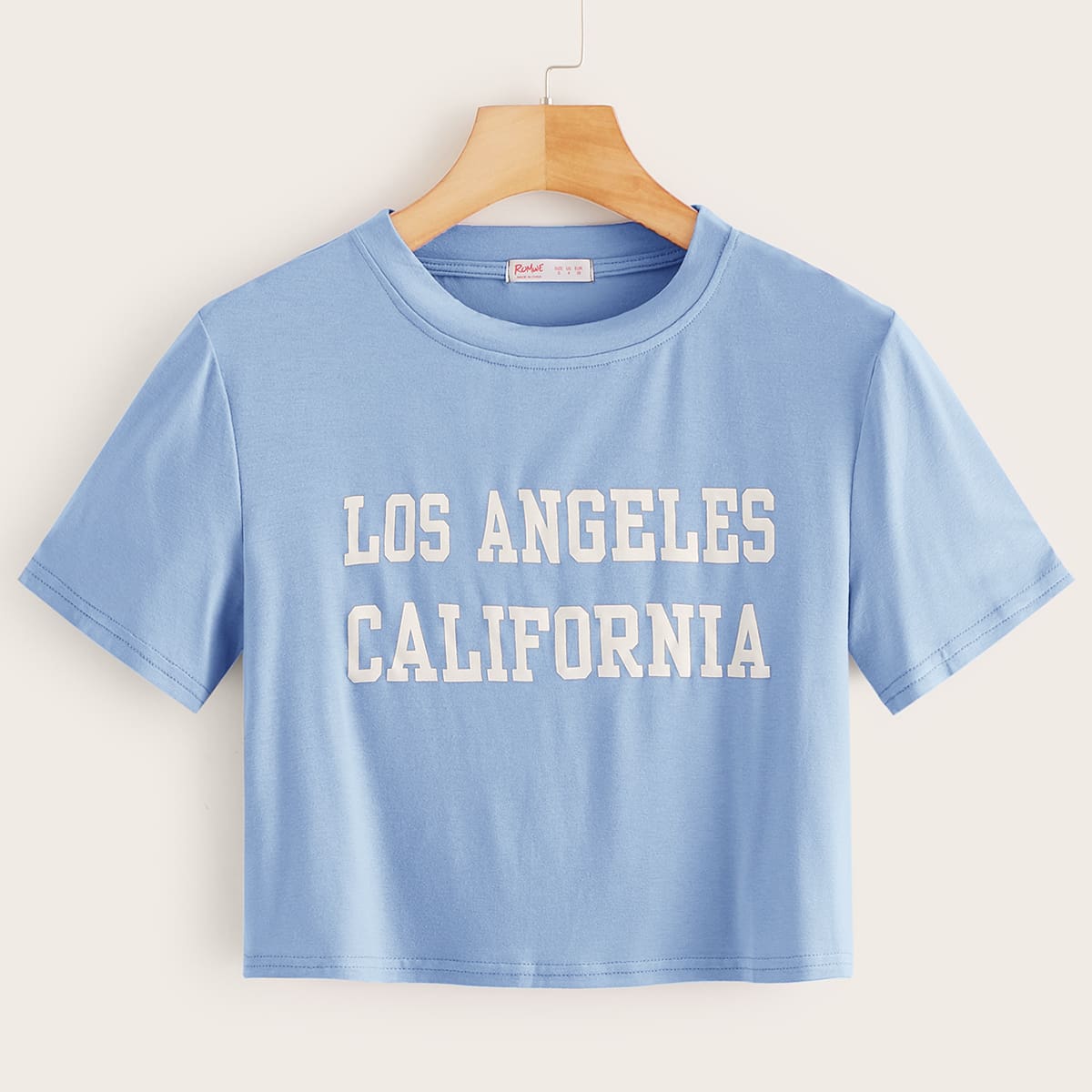 

Letter Graphic Crop Top, Blue