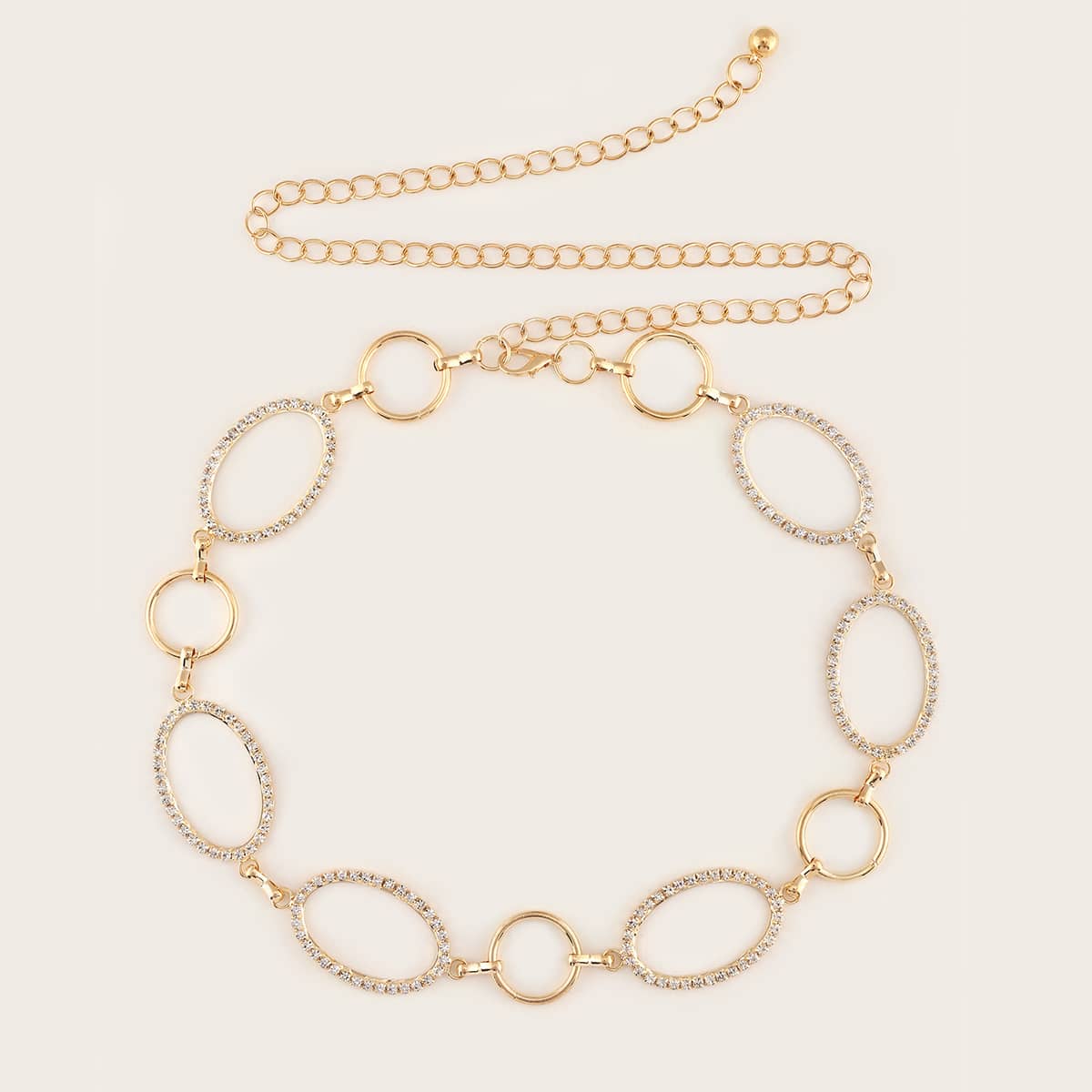 

Rhinestone Engraved Chain Belt, Gold