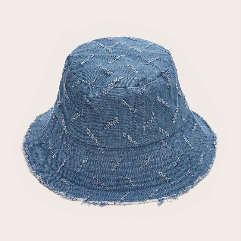 

Raw Hem Denim Bucket Hat, Blue