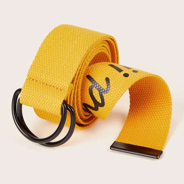 

Men Slogan Graphic Tape Belt, Yellow