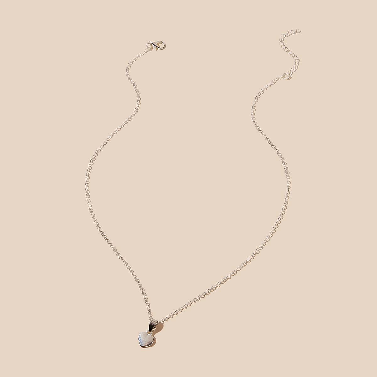 

1pc Heart Charm Necklace, Silver