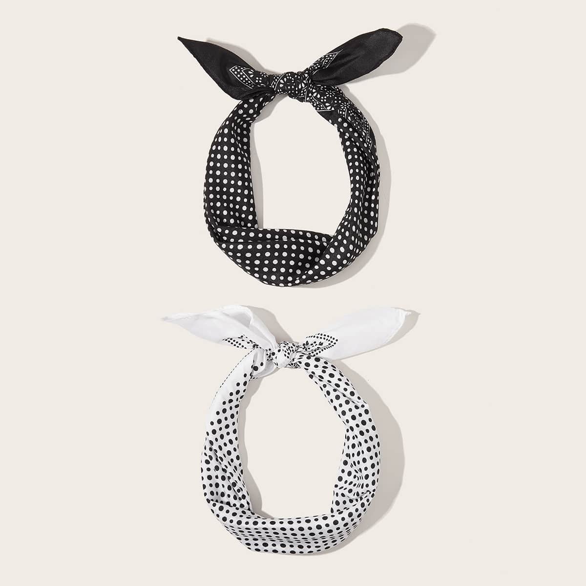 

2pcs Polka Dot Pattern Bandana, Multicolor