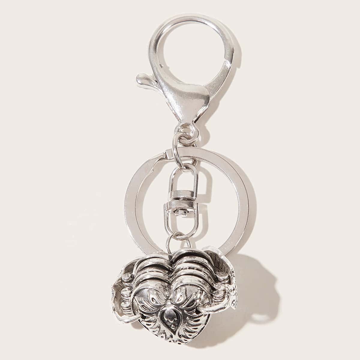 

Open Heart Charm Keychain, Silver