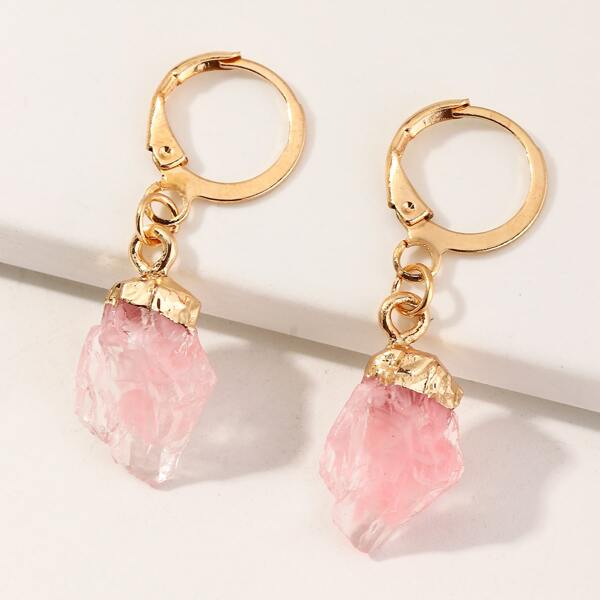 

1pair Stone Drop Earrings, Multicolor