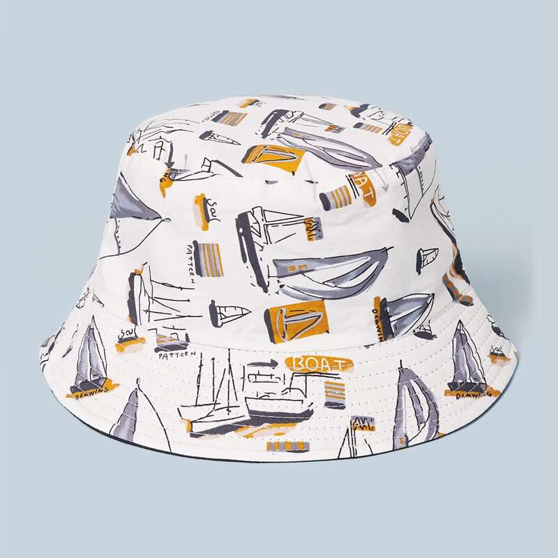 

Guys Cartoon Graphic Bucket Hat, White