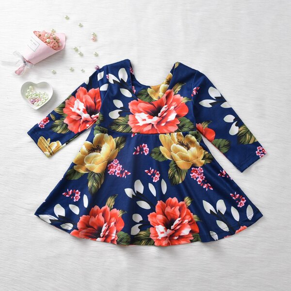 

Toddler Girls Floral Print Flare Hem Dress, Multicolor