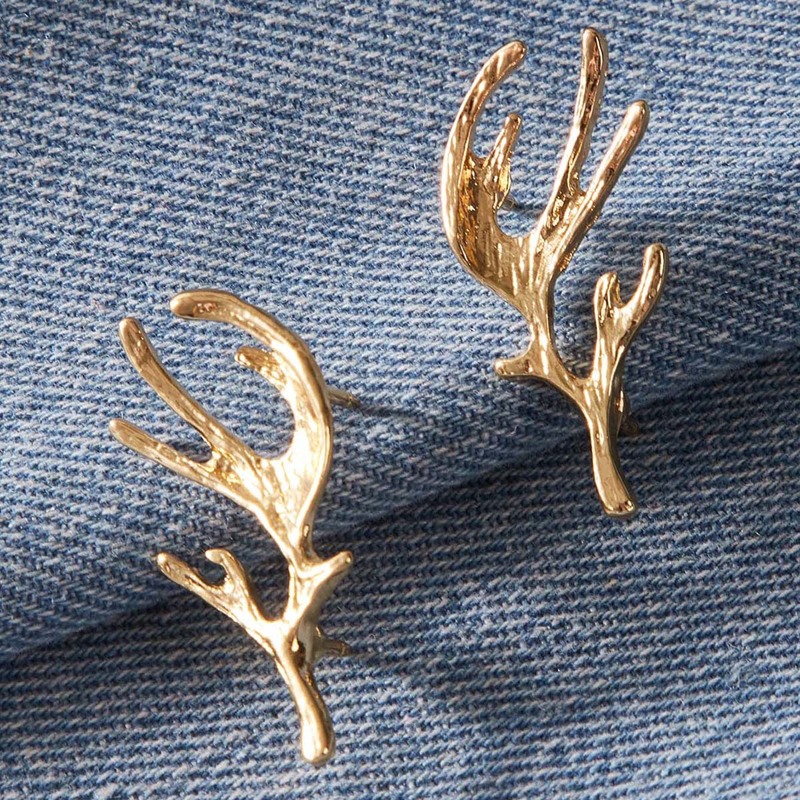 

2pcs Antler Shaped Collar Brooch, Gold