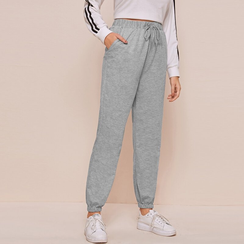 

Drawstring Waist Pocket Side Sweatpants, Grey