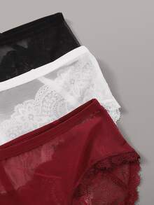 3pack Floral Lace Mesh Panty Set - Multicolor - View 3