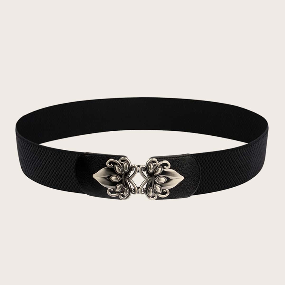

Vintage Buckle Wide Belt, Black