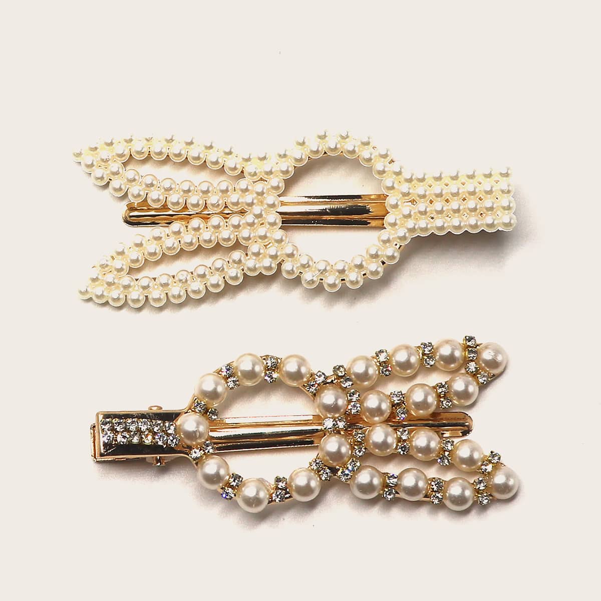 

2pcs Ear & Faux Pearl Decor Hair Clip, Multicolor