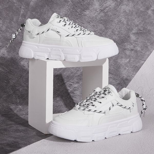 

Lace-up Front Drawstring Back Sneakers, White