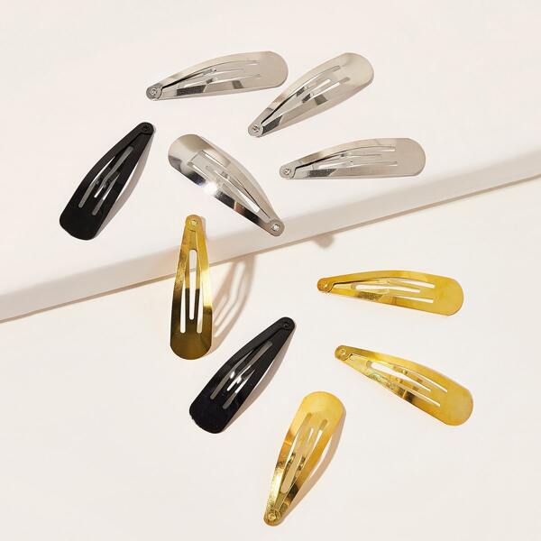 

10pcs Solid Hair Clip, Multicolor