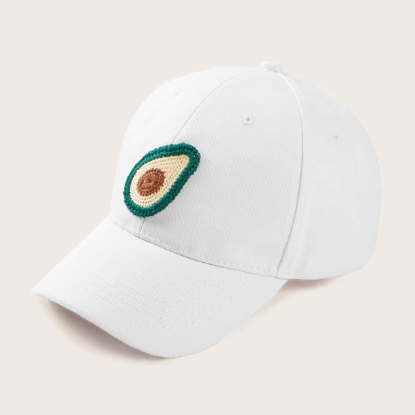 

Avocado Embroidery Baseball Cap, White