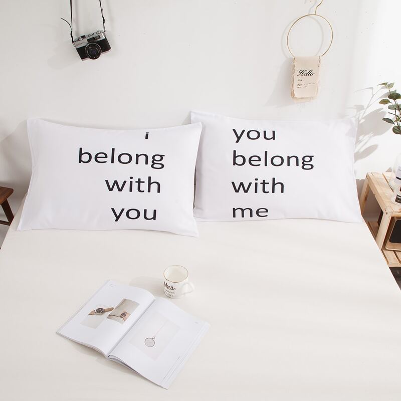 

1pair Slogan Print Pillowcase, Black and white