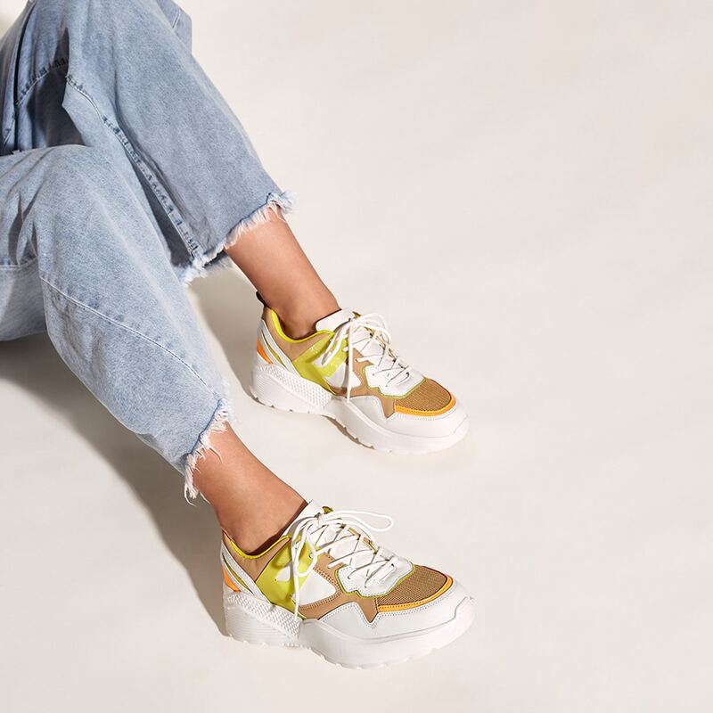 

Color Block Lace-up Front Chunky Sneakers, Multicolor