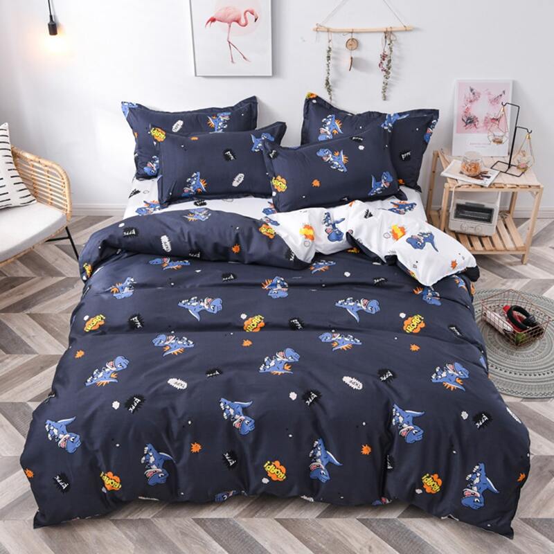 

Cartoon Dinosaur Print Sheet Set Without Filler, Multicolor