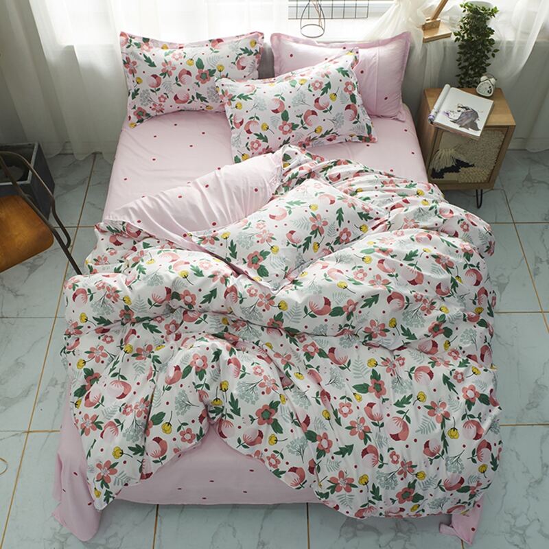 

Floral Overlay Print Sheet Set Without Filler, Multicolor