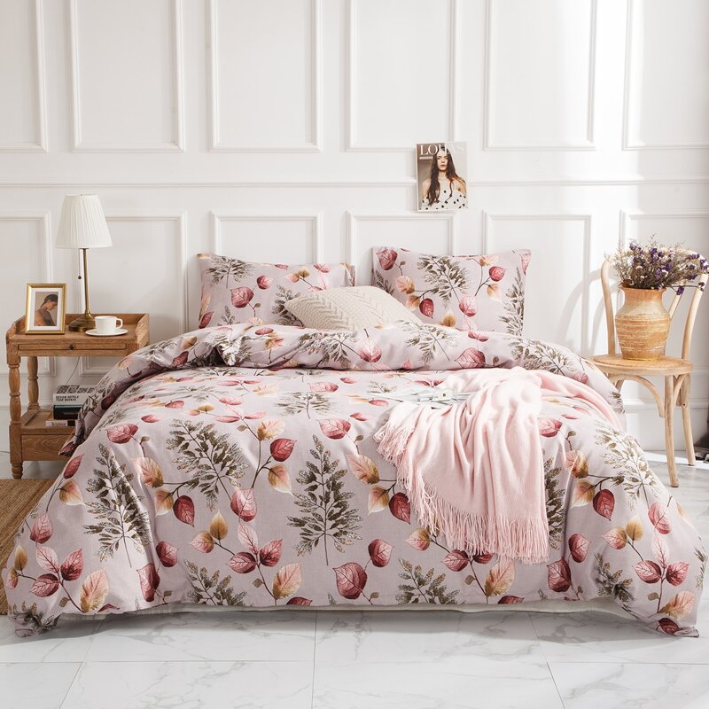 

Leaf Print Sheet Set Without Filler, Multicolor