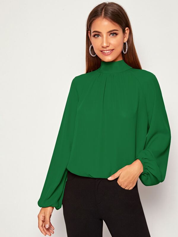 SHEIN Privé Tie Back Raglan Sleeve Dip Hem Top SHEIN UK