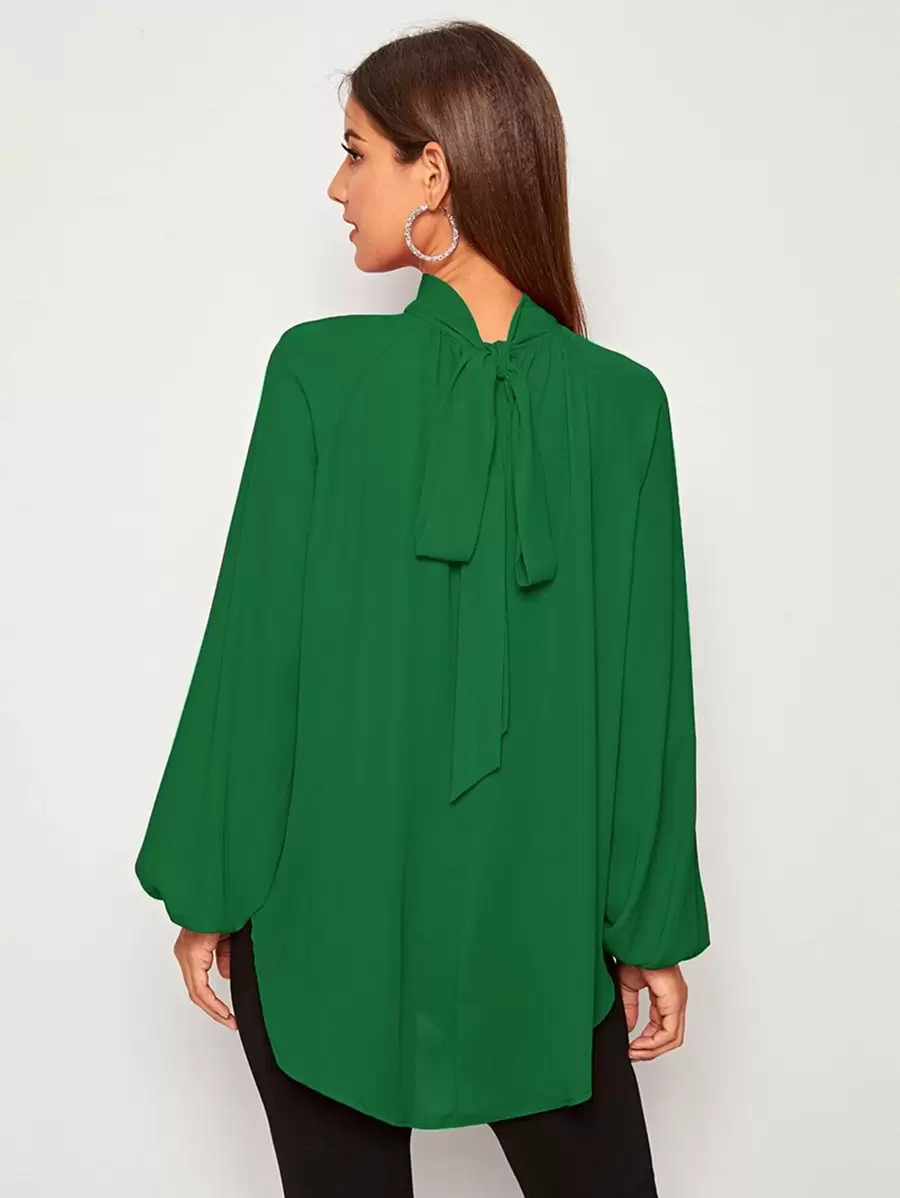 SHEIN Privé Top asimétrico de manga raglán de espalda con cordón