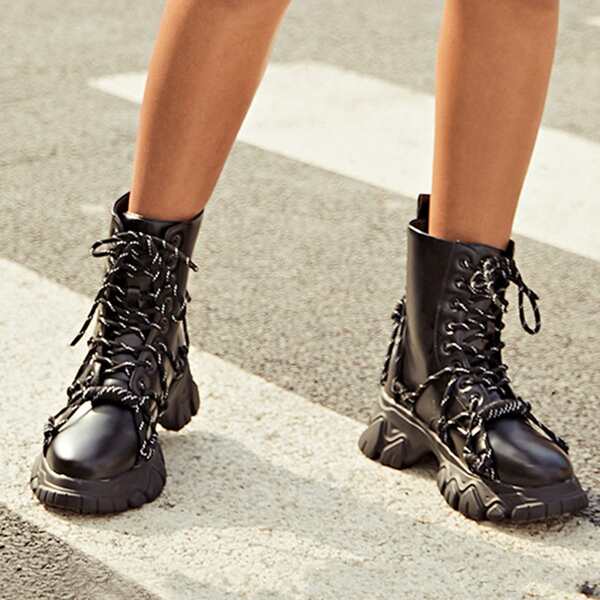 

High Top Lace-up Sneakers, Black