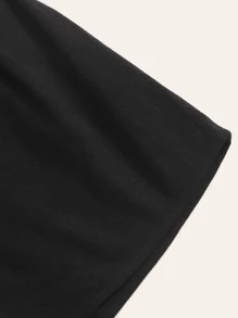 SHEIN Girls Button Front Paperbag Waist Shorts - Black - View 3