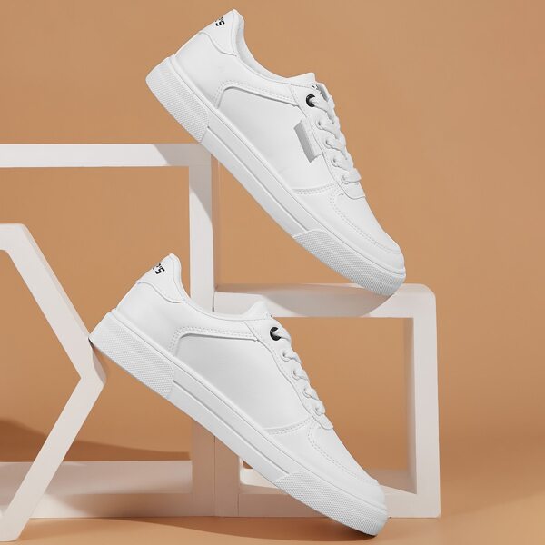 

Letter Graphic Lace-up Front Sneakers, White